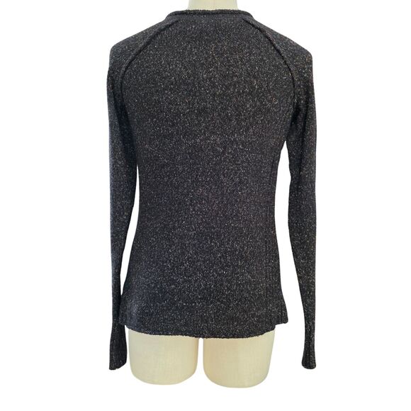 Maurices Black Flecked Henley Sweater Exposed Seam Ribbed Sides Layering L - Picture 2 of 6